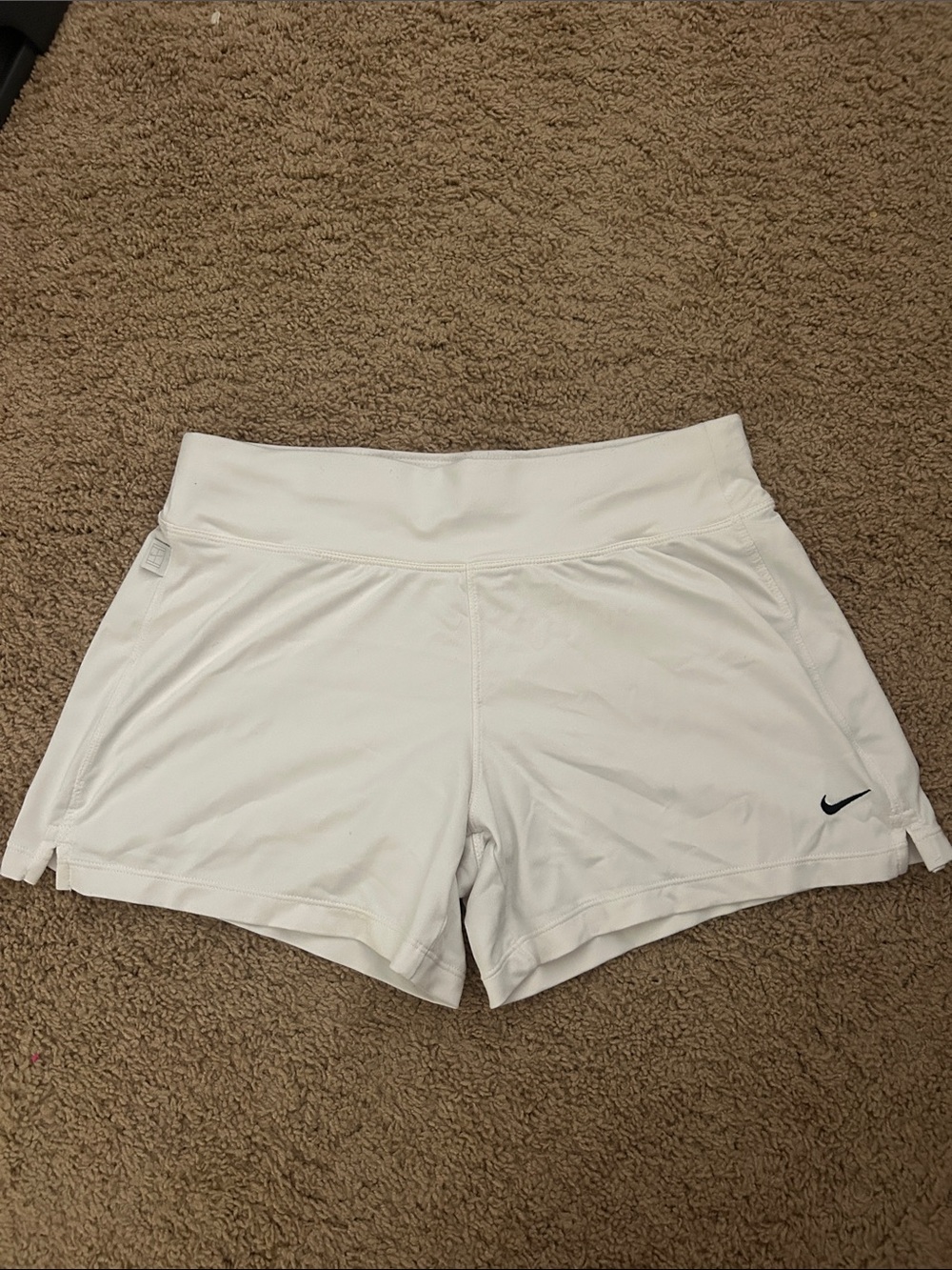 Nike White Women’s Athletic Shorts with Black Swoosh